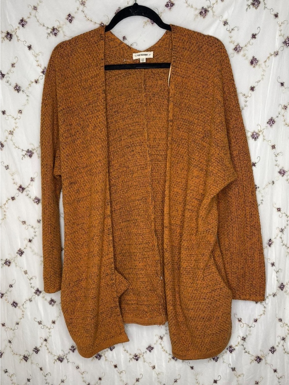 eesome Open-Front Cardigan in Burnt Orange